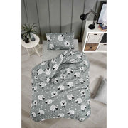 Completo letto - 1 copripiumino 220 x 240 cm + 2 federe 60 x 60 cm - 65% cotone, 35% poliestere - Grigio