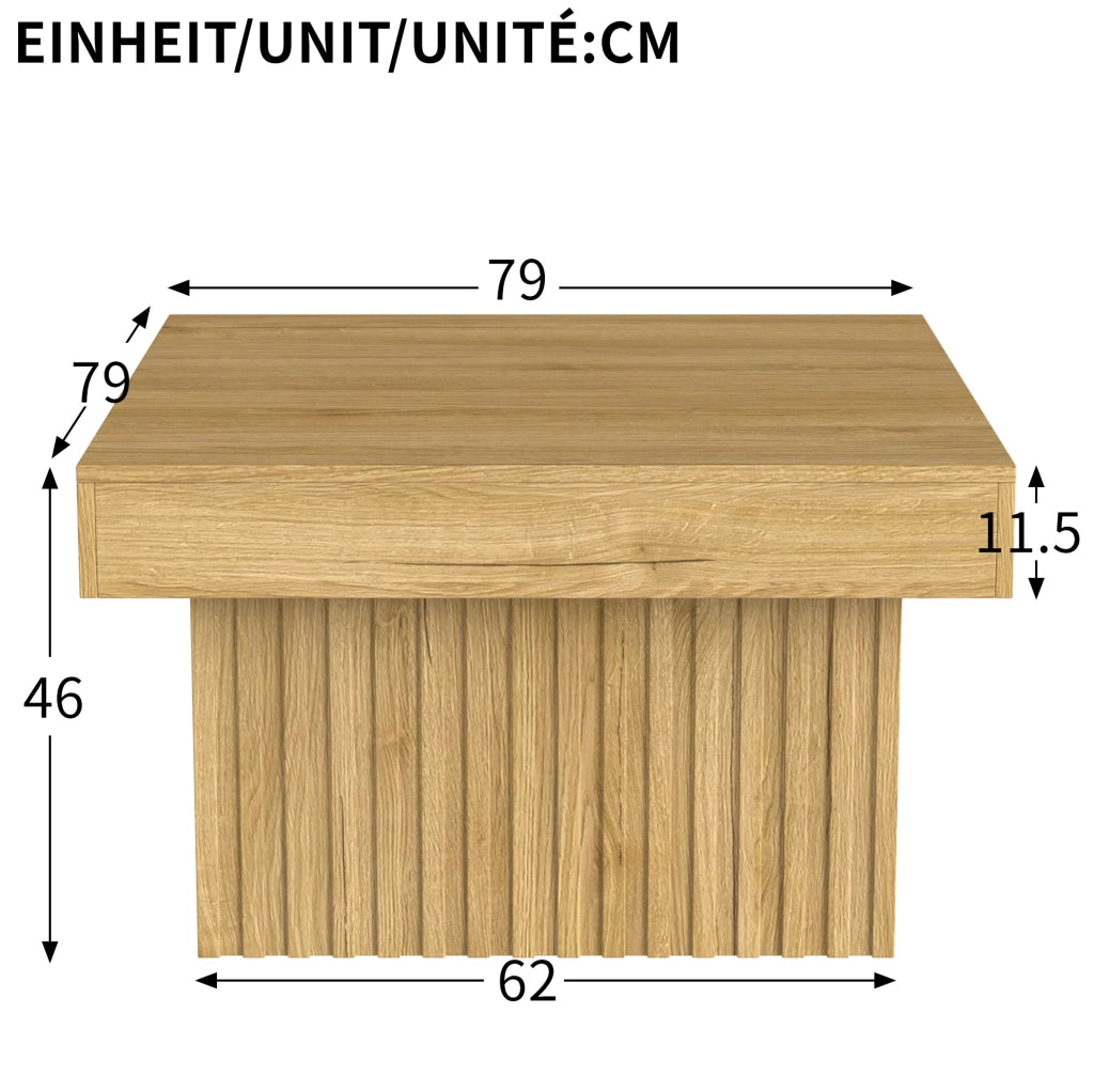 Tavolino da caffè in MDF e truciolare 79x79x46 cm; colore naturale