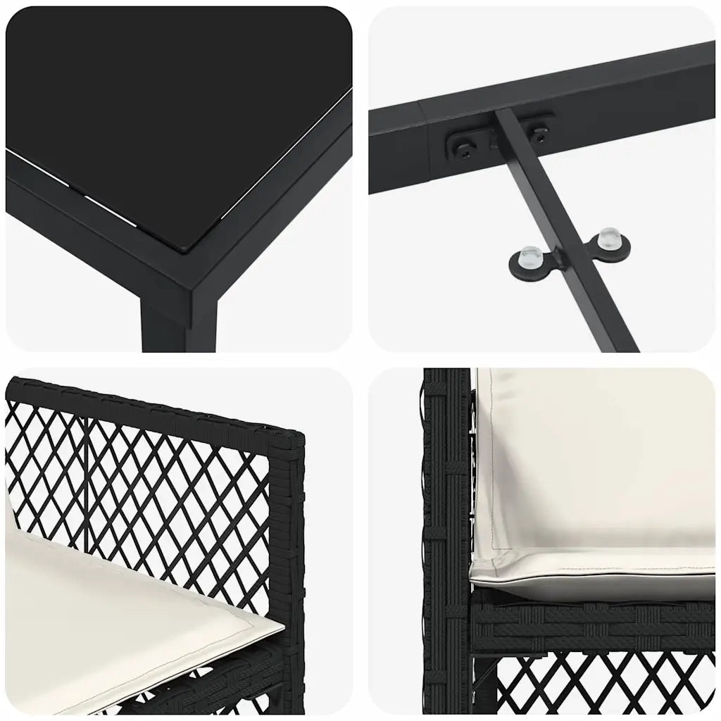 Set da Pranzo per Giardino 5 pcs Nero polyrattan 3380619