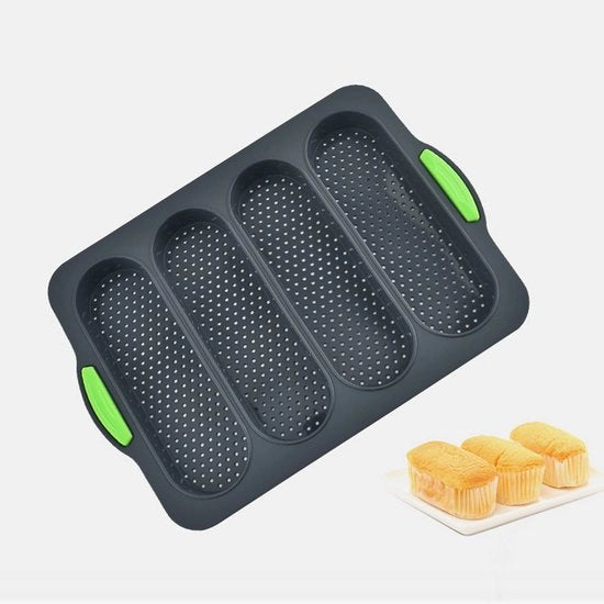 Piatto da forno rettangolare, forma da pane in silicone per pane francese, forma da pane rettangolare per 8 panini