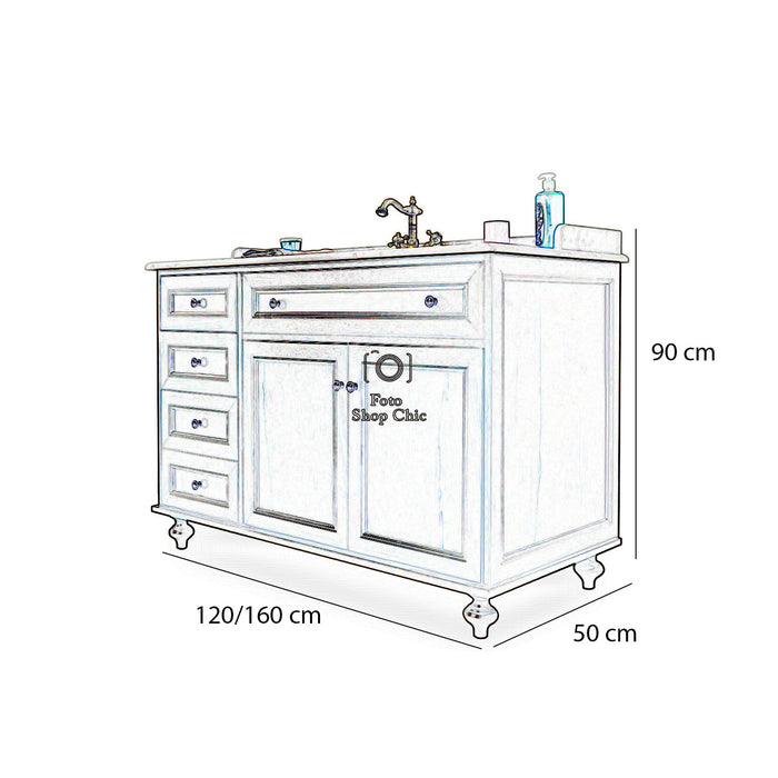 Mobile da bagno con specchiera e top in marmo - 120 cm