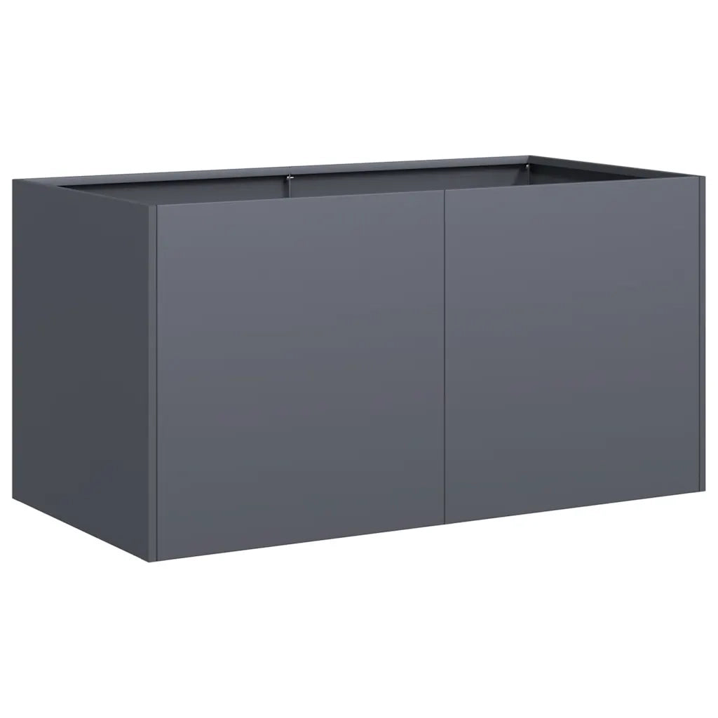 Fioriera-Vaso-Contenitore per Piante Antracite 80x40x40 cm in Acciaio Laminato a Freddo
