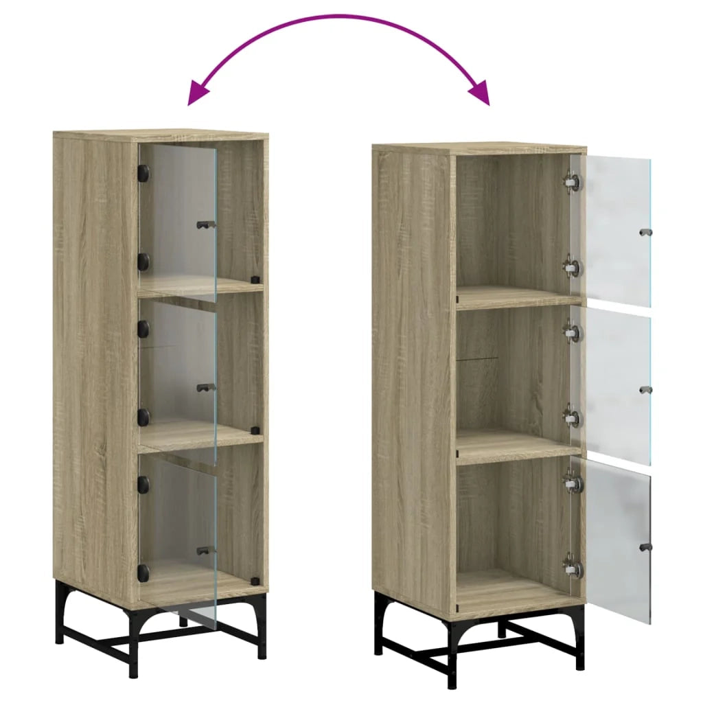 Credenza cassettiera mobile contenitore organizer cucina soggiorno salotto con ante in vetro sonoma 35 x 37 x 120 cm marrone 02_0030117
