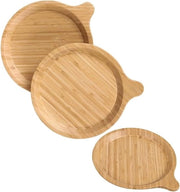 Set di piatti di bambù circolari - piatti di legno riciclabili - servizio naturale - accessori da tavola di bambù - piatto da pranzo - piatto per snack - piatti per frutta - 8 pollici - 3 pezzi