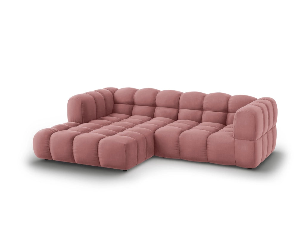 Cosmopolitan Design - Divano angolare modulare sinistro "Sky" 3 posti in velluto salmone 