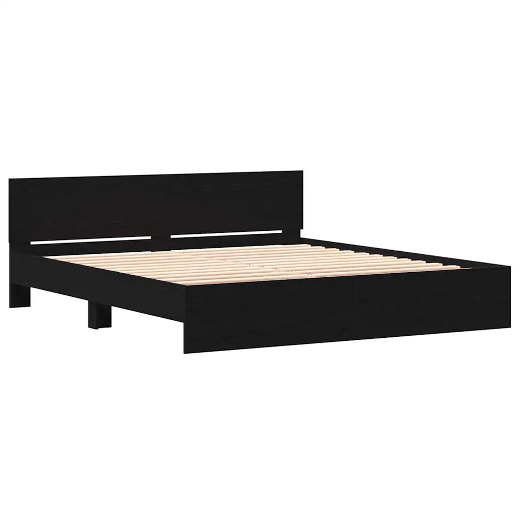 Struttura del letto con testiera Rovere Nero 203 x 185 x 70 cm 3378501