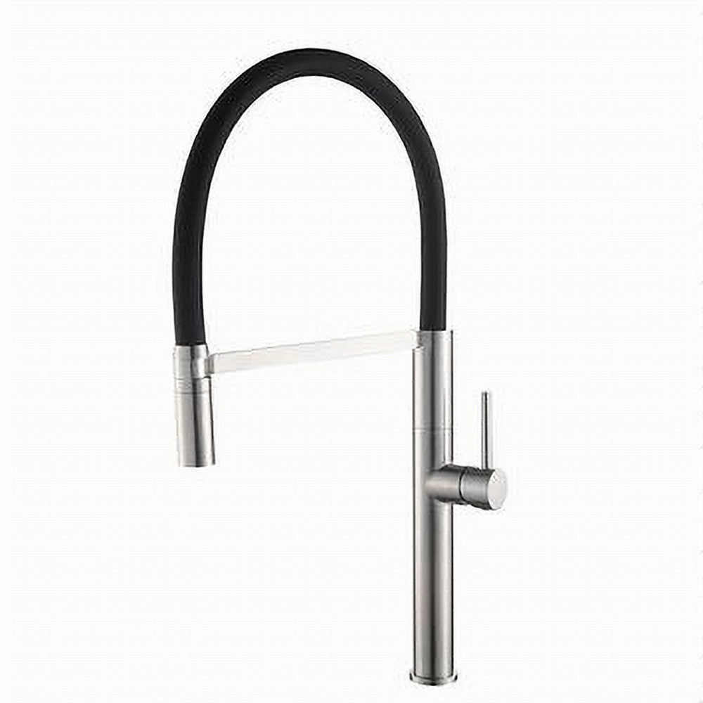 Trade Shop - Rubinetto Miscelatore Cucina Acciaio Satinato Nero Flessibile Monocomando 87350 -