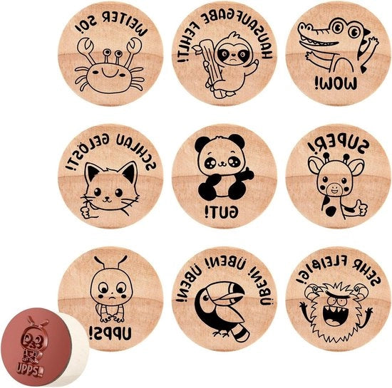 Stempel Docente in Legno - 9 pezzi - Timbro di Gomma per Scuola - Stampi Decorativi per Docenti - Timbro di Premiazione per la Giornata del Docente (Stile 2)