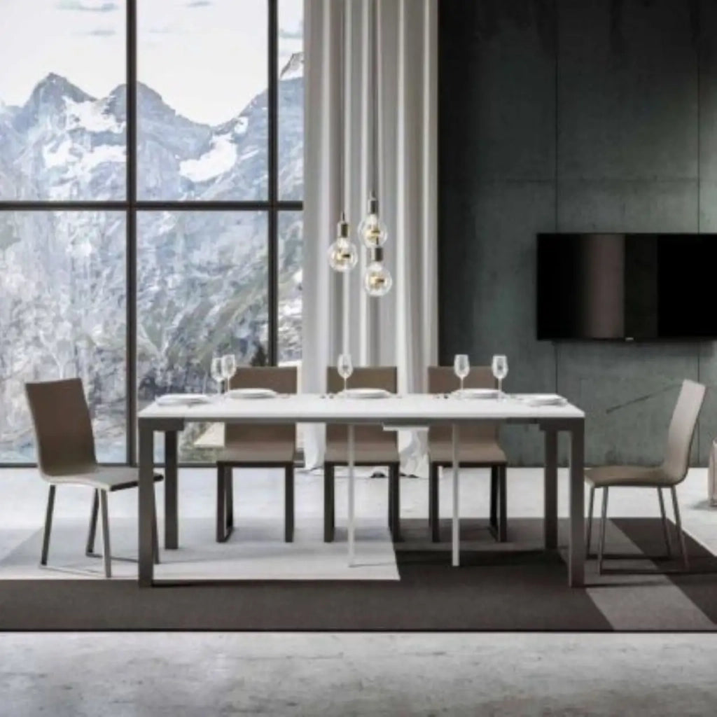 Consolle allungabile 90x40/196 cm Everyday Small Evolution bianco frassino telaio e gambe antracite