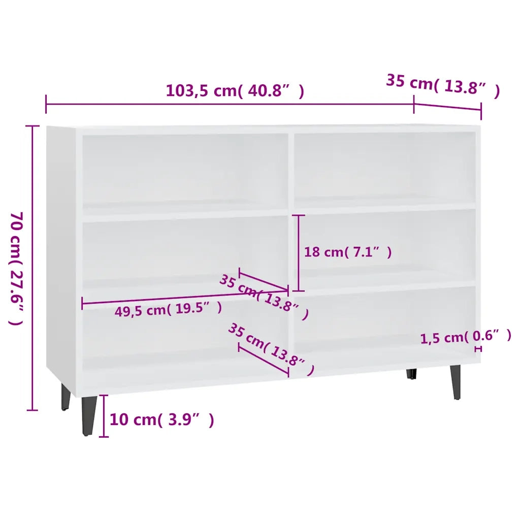 Credenza | Madia | Buffet da pranzo | Armadio da pranzo Bianca 103,5x35x70 cm in Legno Multistrato