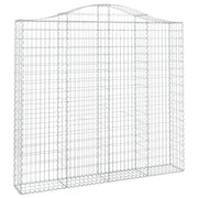 Gabbione recinto a gabbia muro di contenimento ad arco 200 x 30 x 180/200 cm ferro zincato argento 02_0040003