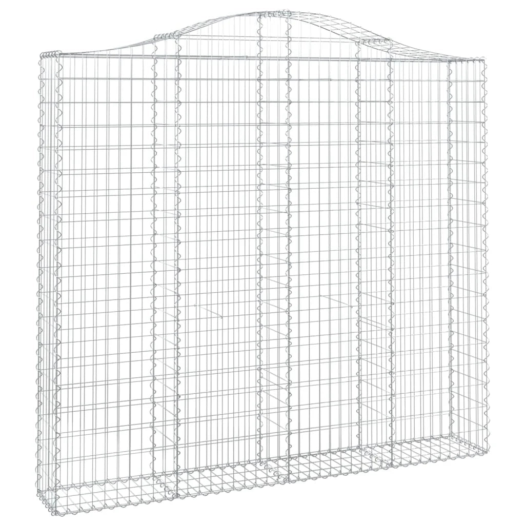 Gabbione recinto a gabbia muro di contenimento ad arco 200 x 30 x 180/200 cm ferro zincato argento 02_0040003