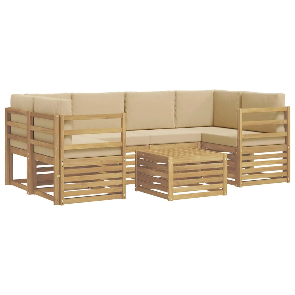 Set di divani da esterno 7 pcs Bianco e Beige Poliestere 3391458