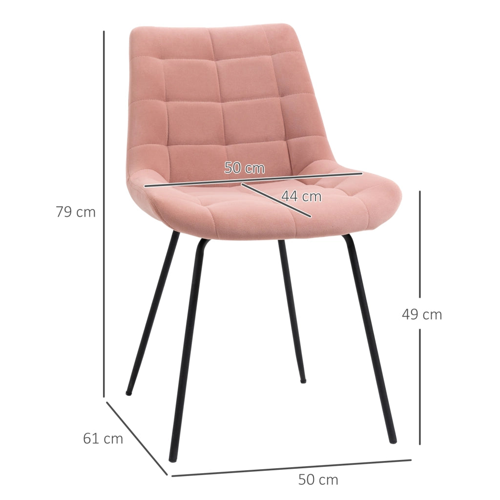 Set 2 Sedie da Pranzo Retr¨° ¨C zephmum ¨C Velluto Rosa 50x61x79 cm