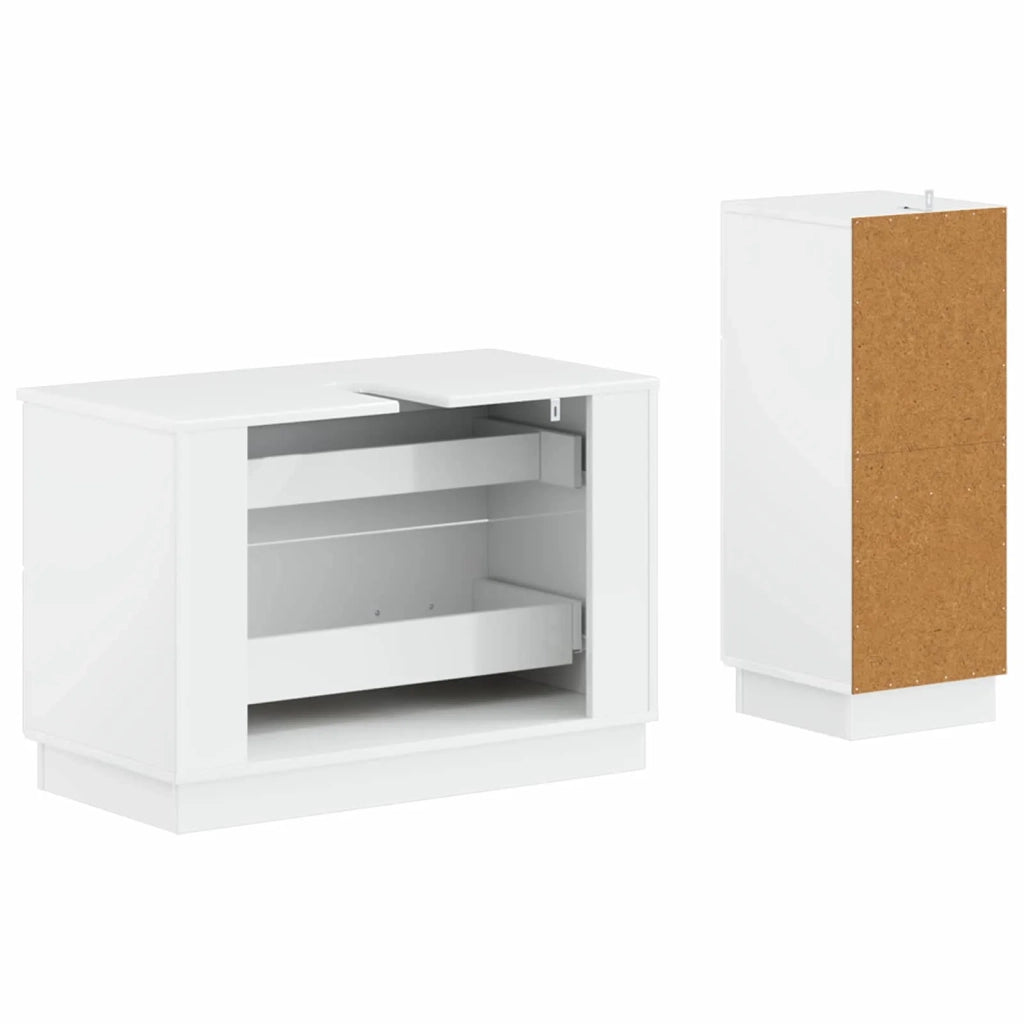 Set di Armadi da Bagno da 2 Pezzi HOORN Bianco Lucido 3417715