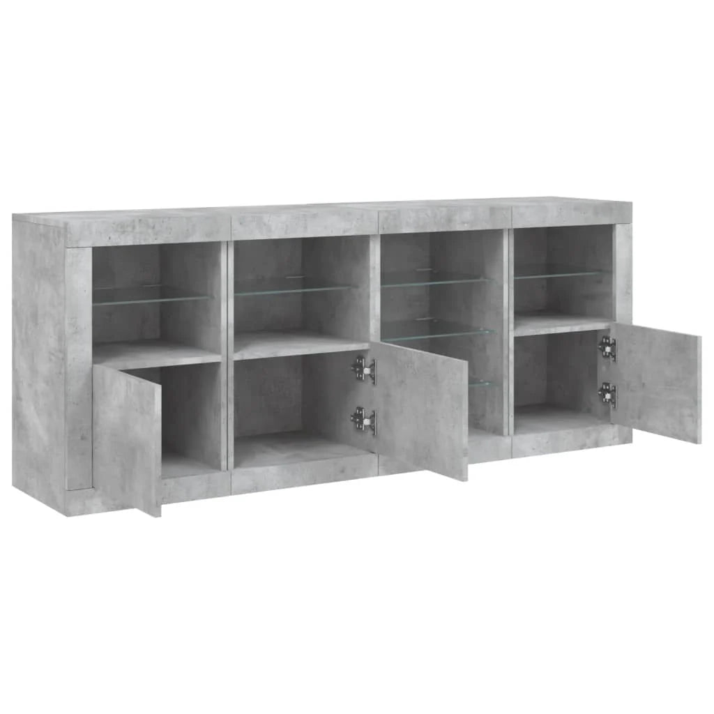 Buffet credenza cassettiera armadio mobile contenitore organizer per cucina soggiorno salotto con luci LED 164 x 37 x 67 cm grigio 02_0029984