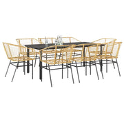 Set da Pranzo da Giardino 9 pz Polyrattan Vetro