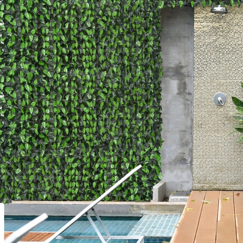 Siepe artificiale frangivista 300x100 cm in plastica verde scuro da giardino