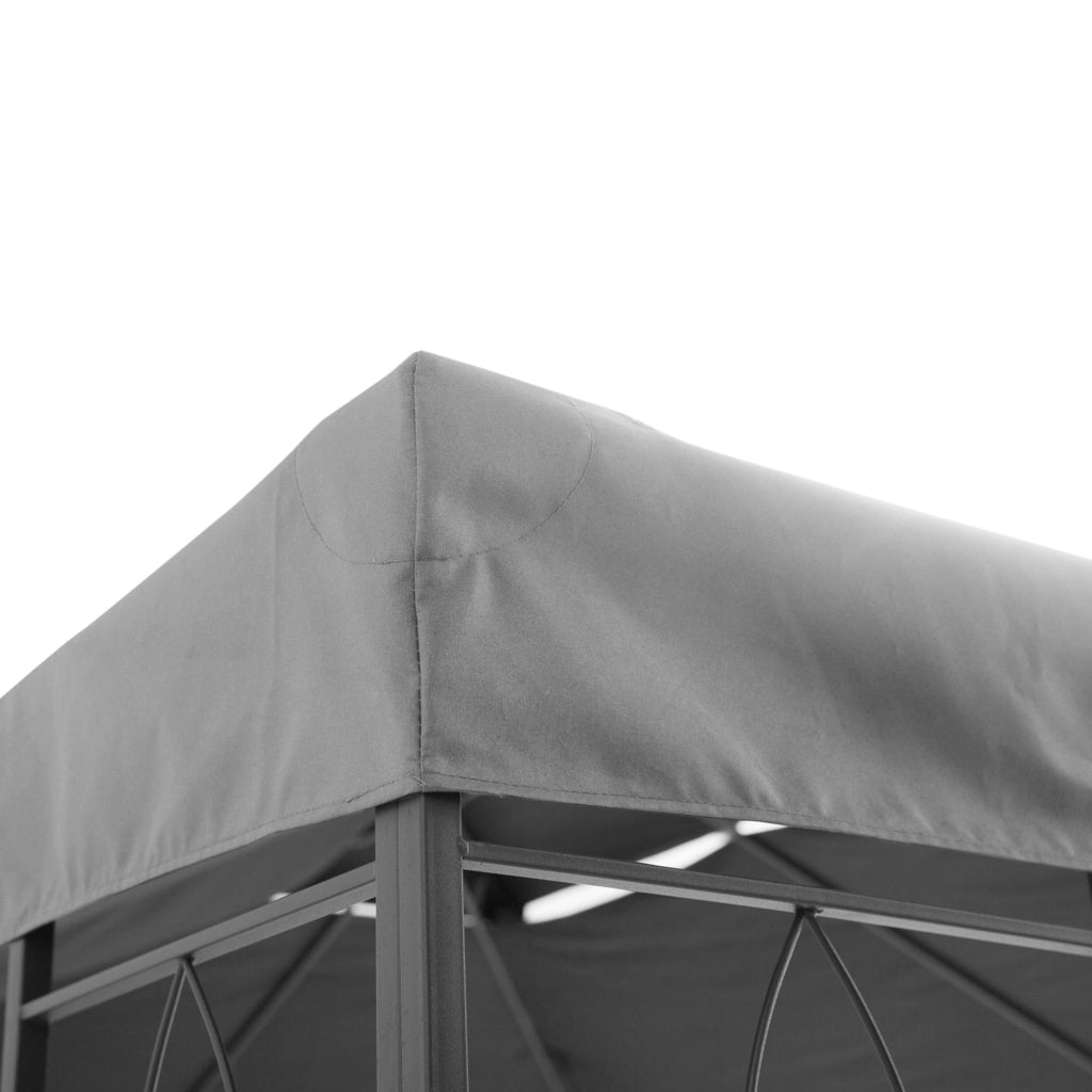 Copertura per Gazebo 4x3 m a 2 Livelli in Poliestere con Cinghie e 10 Fori di Drenaggio. Grigio
