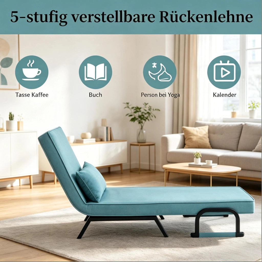 Poltrona letto pieghevole 3 in 1 blu con schienale regolabile