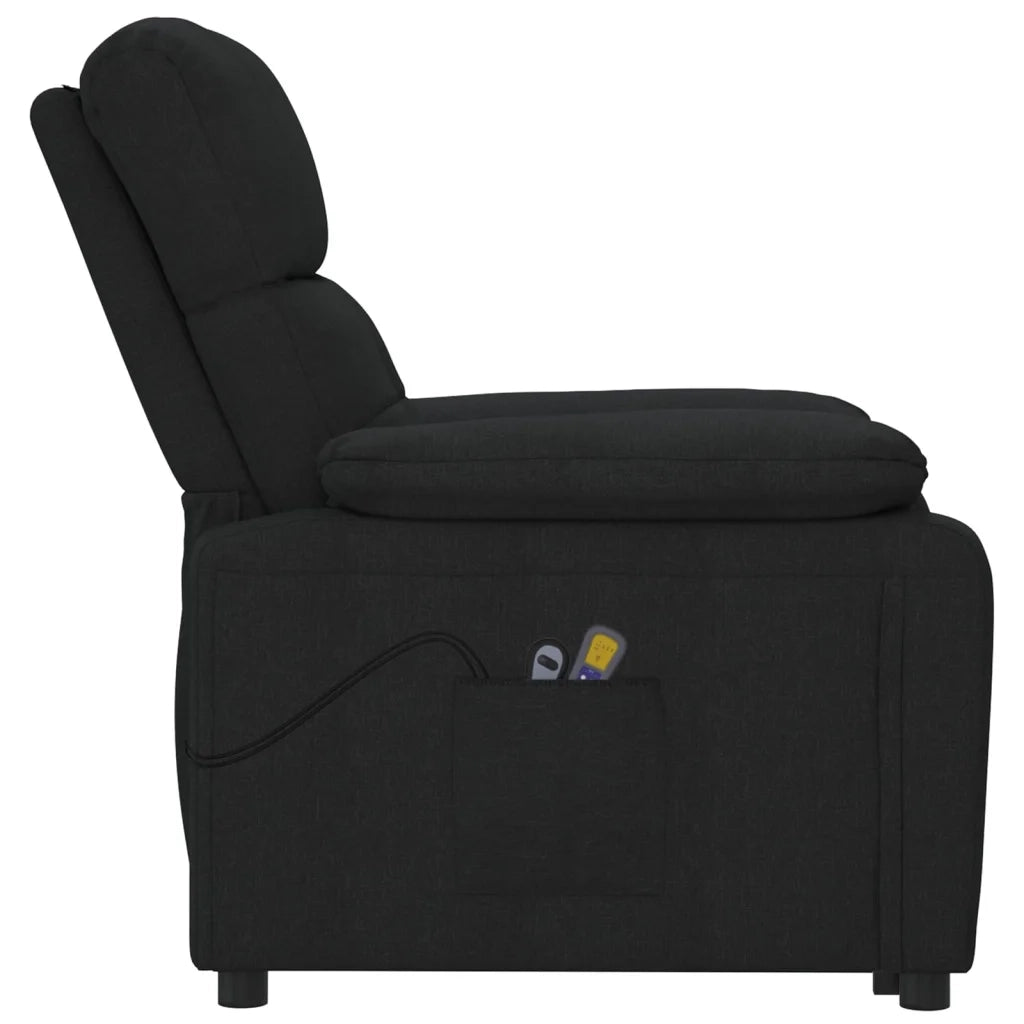 Poltrona Massaggiante | Sedia Relax Elettrica Nera in Tessuto