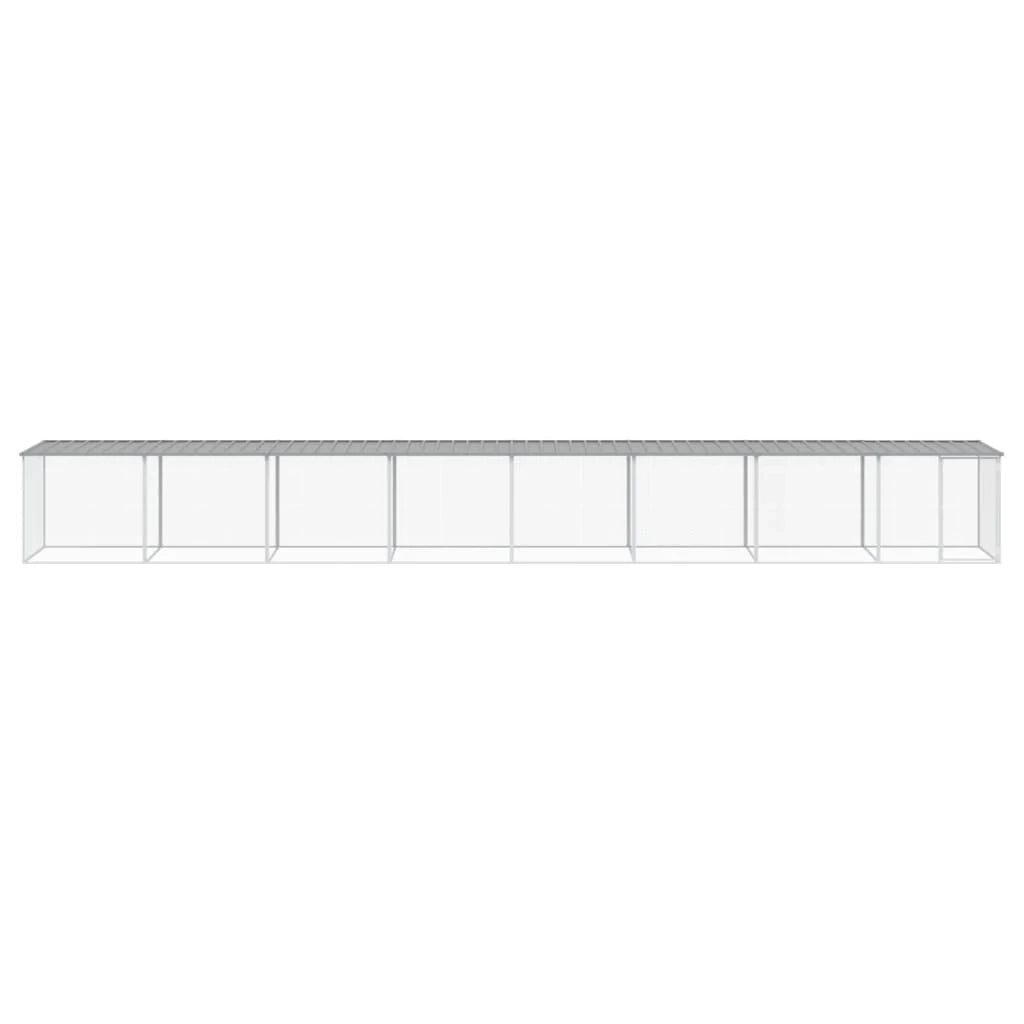 Recinto per pollaio con gabbia per polli con tetto leggero 803 x 98 x 90 cm in acciaio zincato grigio 02_0043989