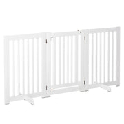 Cancellino per Cani Pieghevole a 3 Pannelli, Porta Centrale con Blocco, Struttura in MDF, 155x76cm Bianco