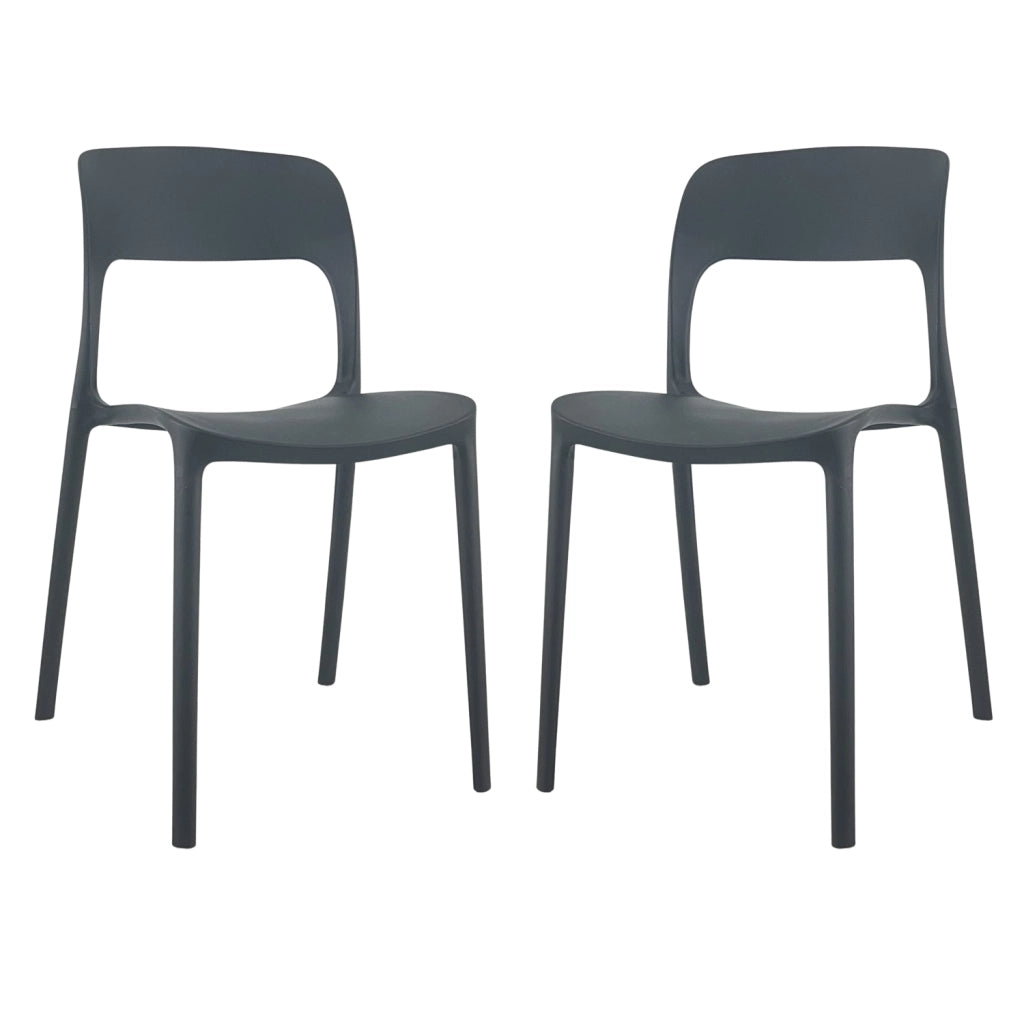 Sedia In Polipropilene Marte Ergonomica Arredo di Design Esterno e Interno da Giardino Impilabile Sedie Mod Nero/2 Sedie