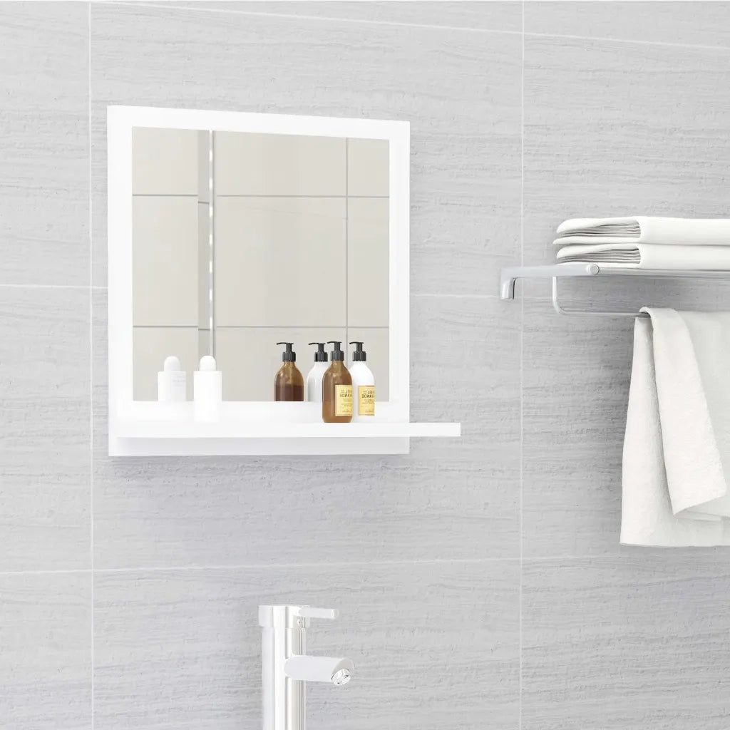 Specchio da Bagno | Specchio decorativo Bianco 40x10,5x37 cm in Legno Multistrato
