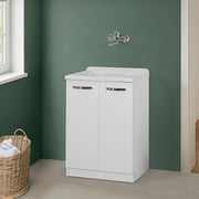 Mobile lavatoio 60x50cm salvaspazio in legno bianco 2 anta linea Pilar