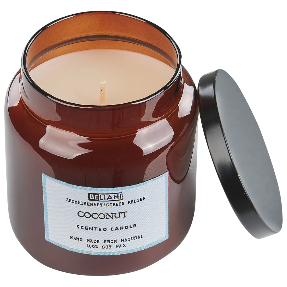 Set di 2 candele profumate multicolore 100% cera di soia stoppino di cotone vetro alimentare fragranza fresca bergamotto/cocco