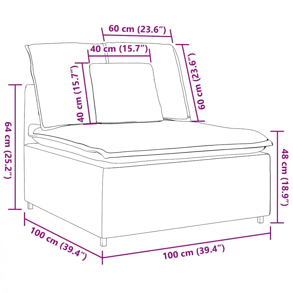 Modulo Centrale Divano Modulare con Cuscini Blu 100 cm CFW5558052