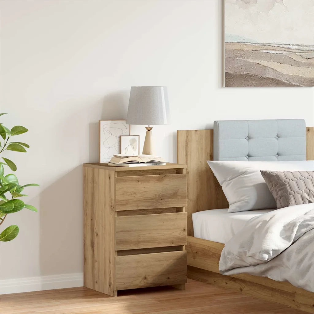 Comodino-Tavolino da notte Rovere Artigianale 40x35x62,5 cm in Legno Multistrato