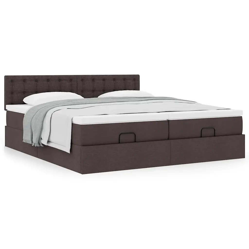 Struttura Letto Pouf con Materassi 200x200 cm in Tessuto 3312046