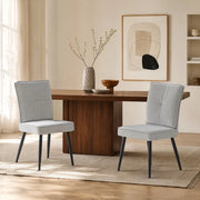 SEDIA da pranzo Set da 2 pezzi in ciniglia grigio chiaro e metallo