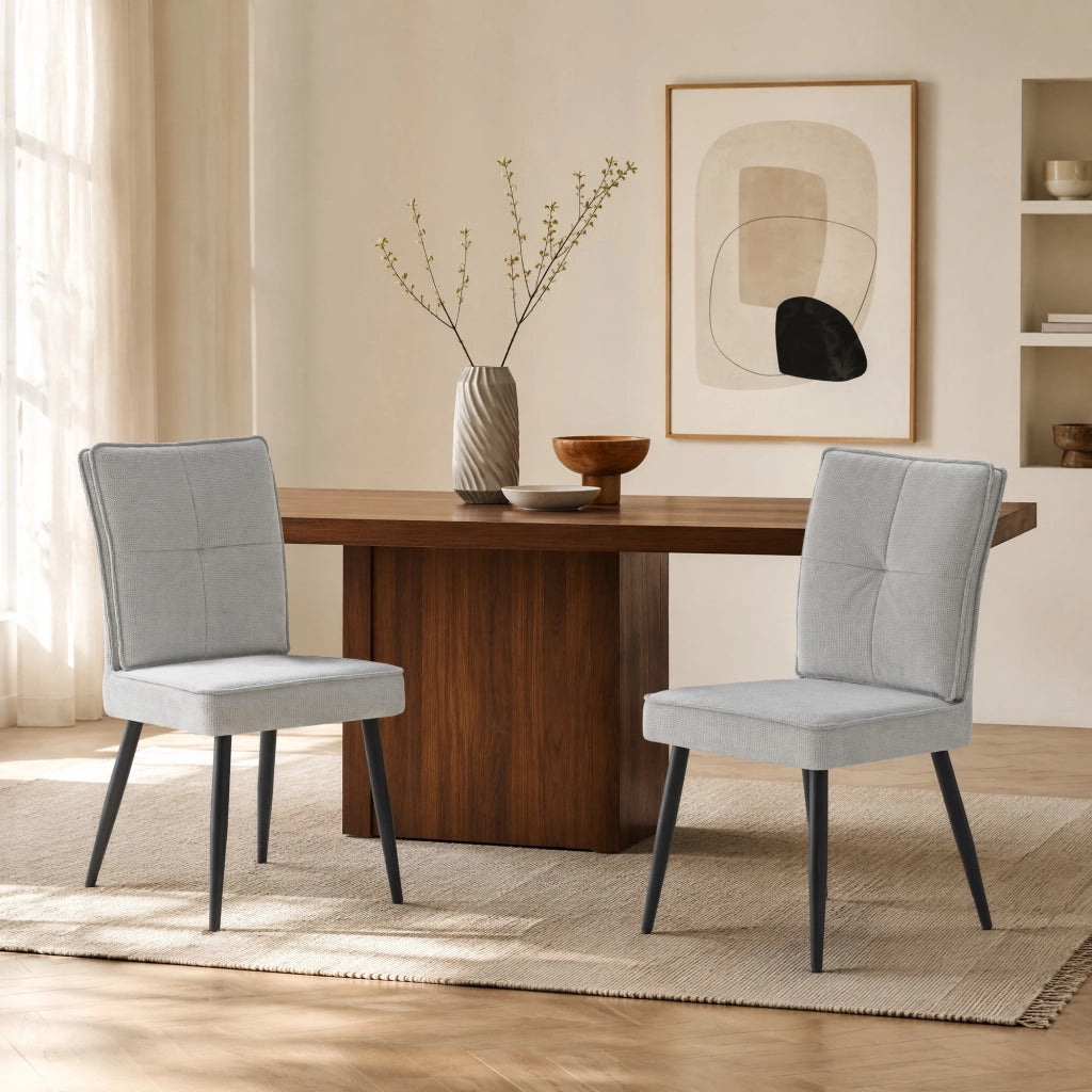 SEDIA da pranzo Set da 2 pezzi in ciniglia grigio chiaro e metallo