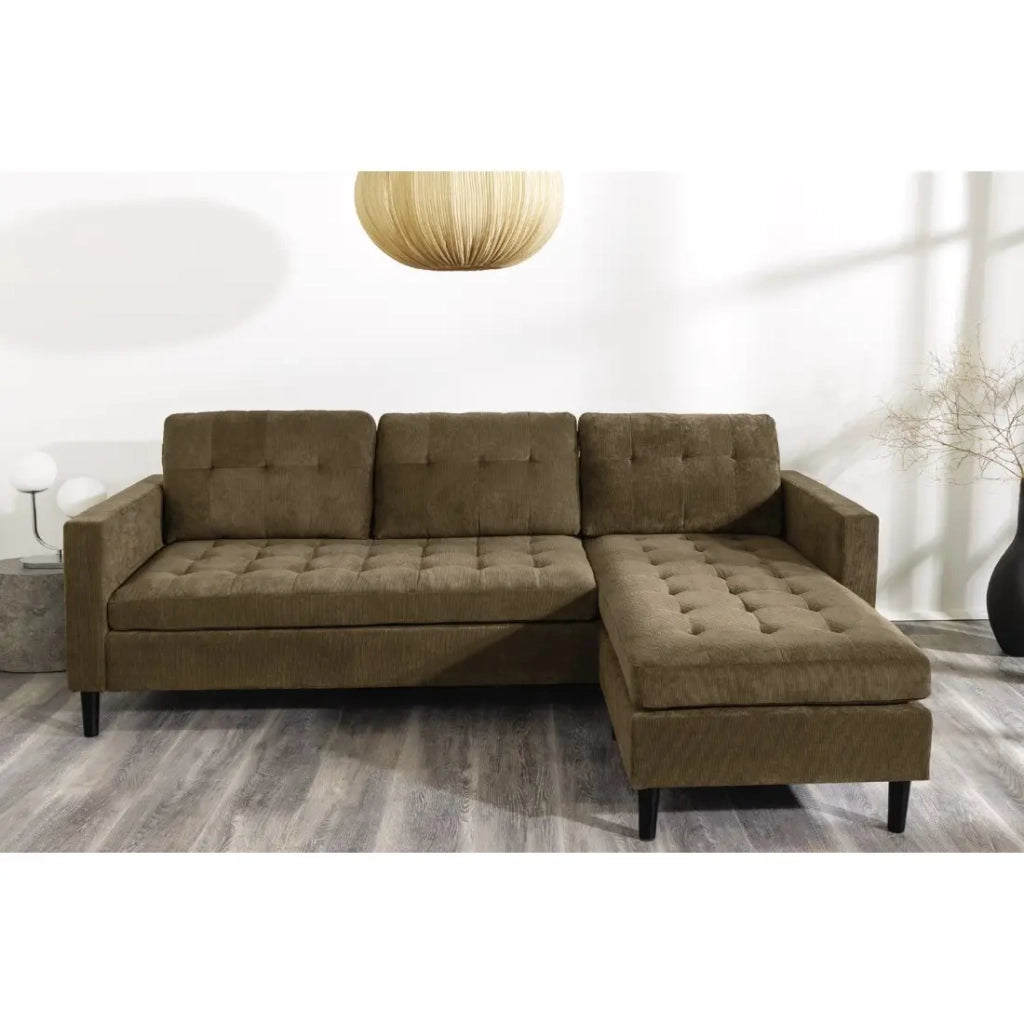 Divano ad angolo CITY marrone reversibile – Divano contemporaneo in velluto a coste