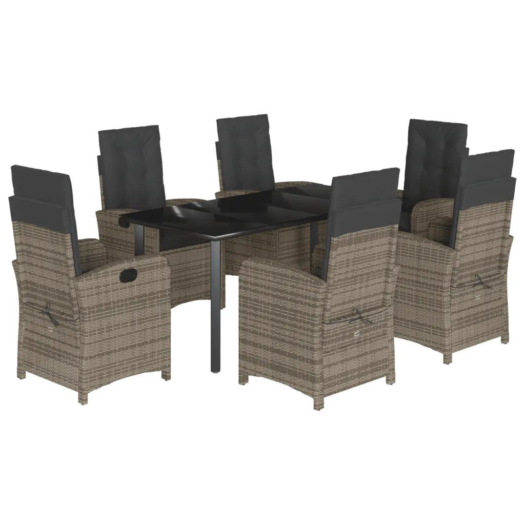 Set da Pranzo da Giardino 7 pz con Cuscini in Polyrattan Grigio 3212365