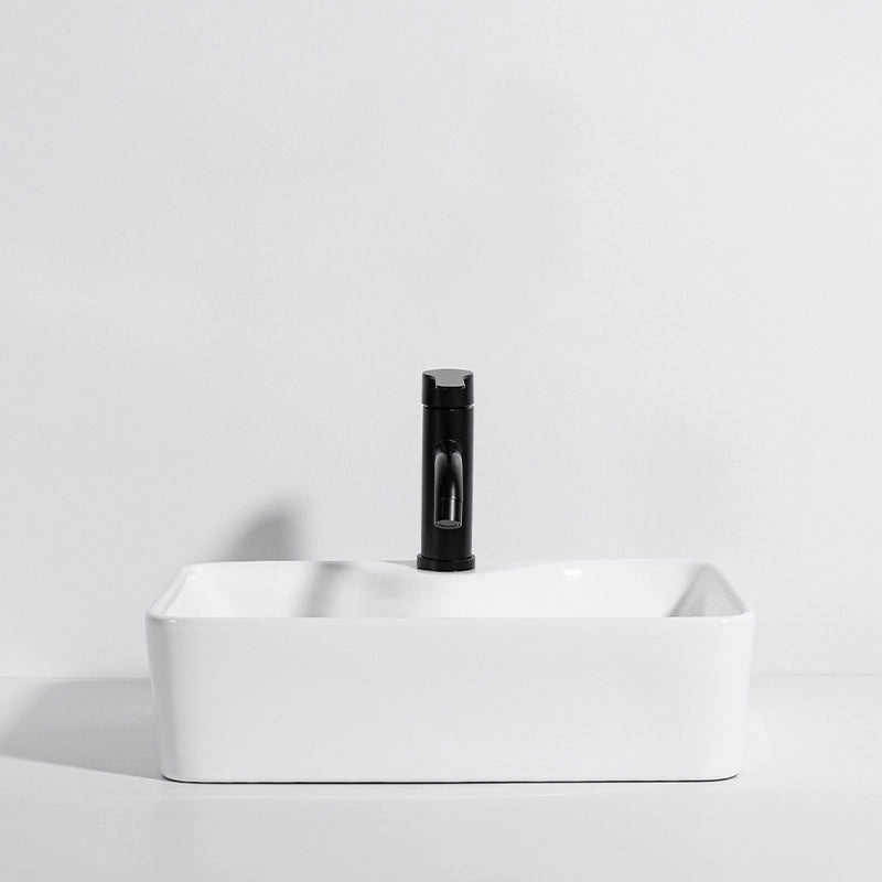 Lavabo da appoggio in ceramica bianco rettangolare 47 cm x 37 cm grande