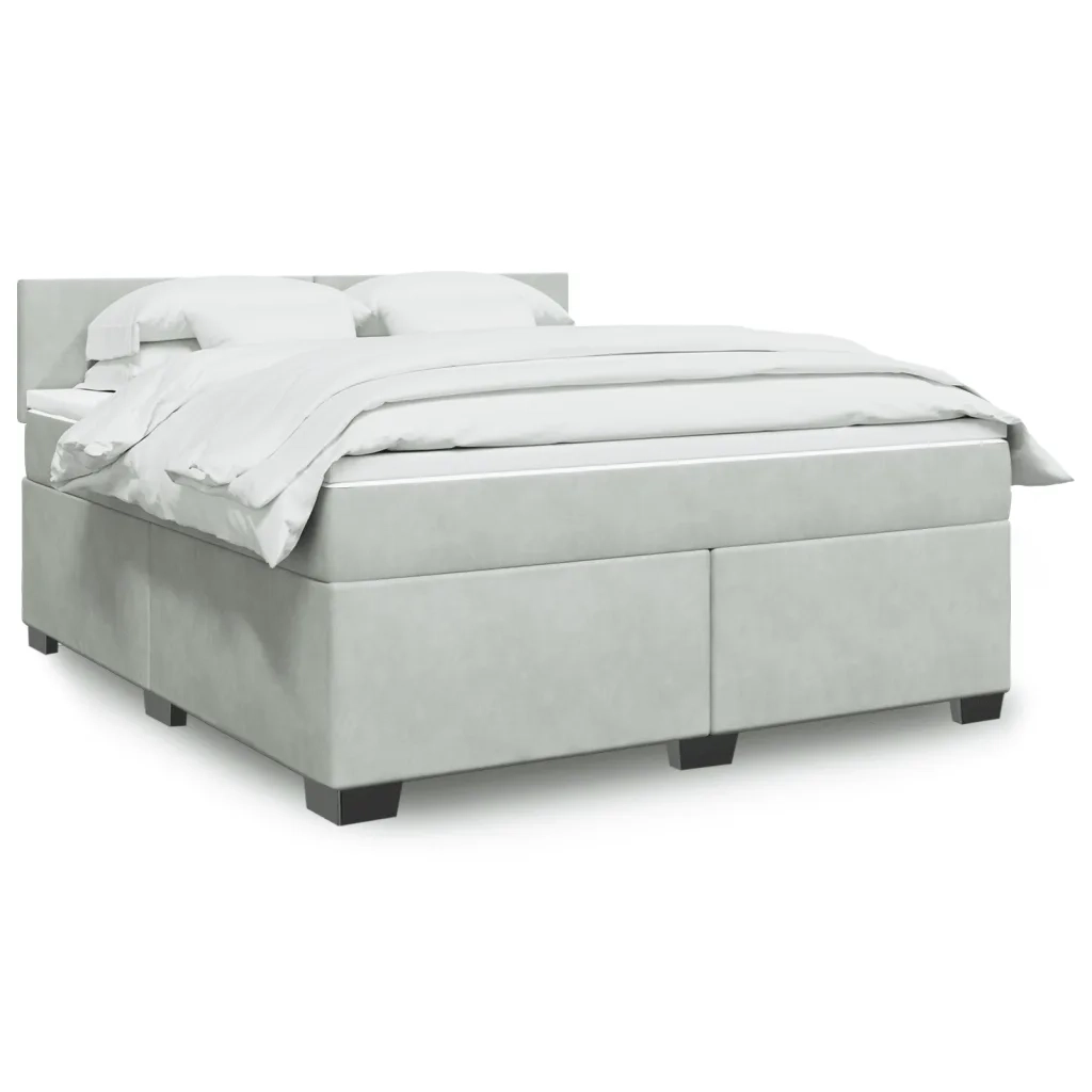 Giroletto a Molle con Materasso Grigio Chiaro 180x200cm Velluto 3288672