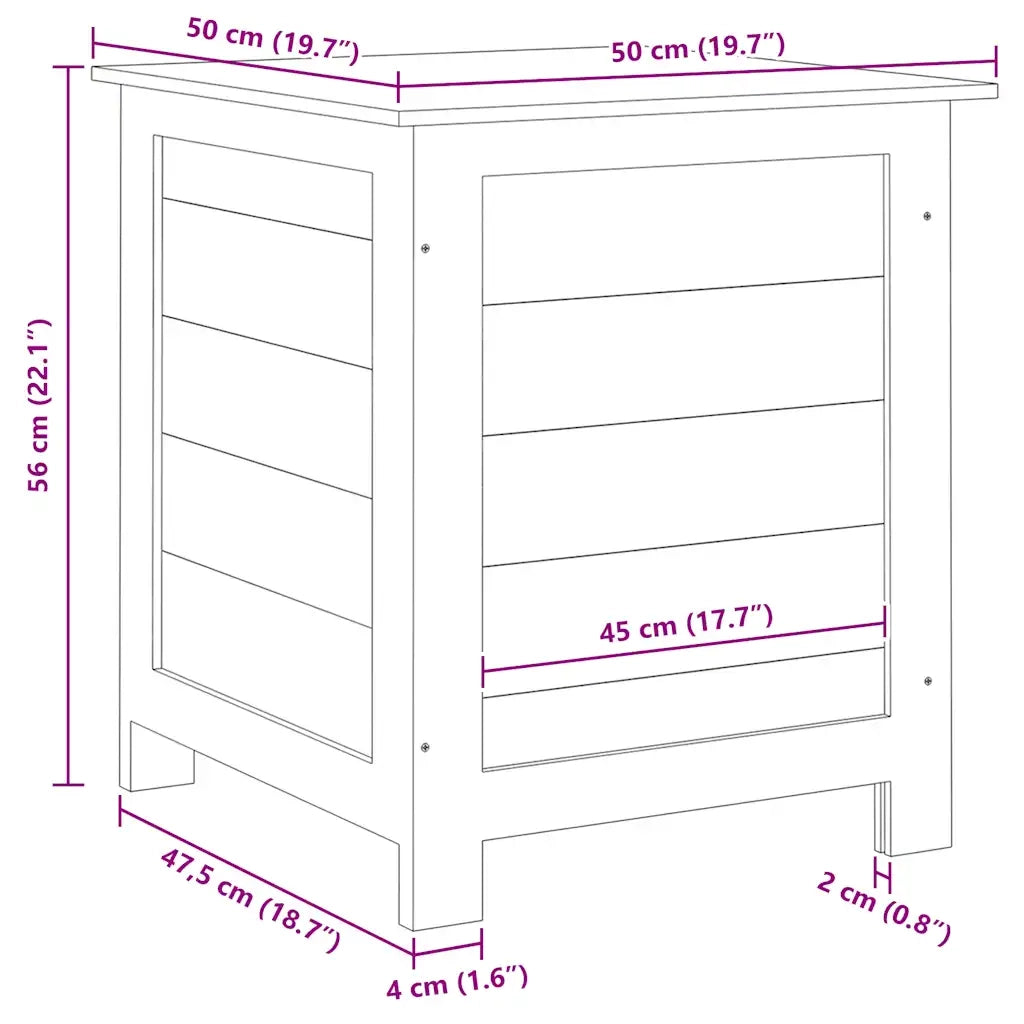 Scatola per Cuscini da Esterno 50x50x56cm Legno Massello Abete 152162