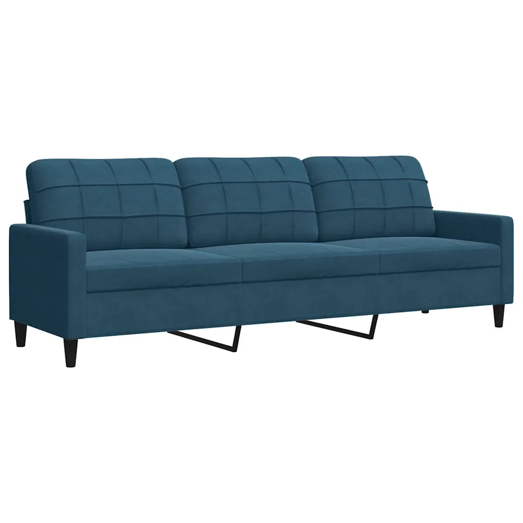 Set di Divani 3 pz con Cuscini e Rinforzi Blu in Velluto