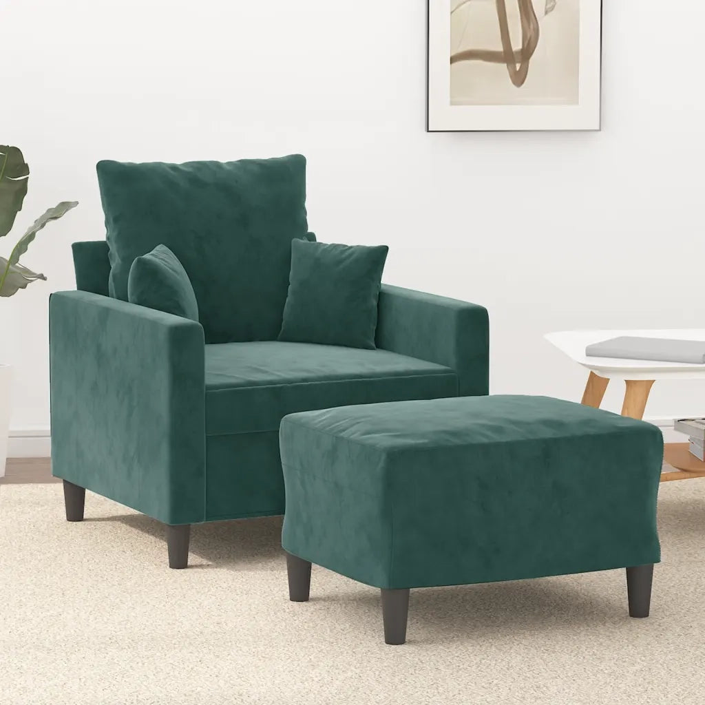 Poltroncina con Poggiapiedi Verde Scuro 60 cm in Velluto CFW2871764