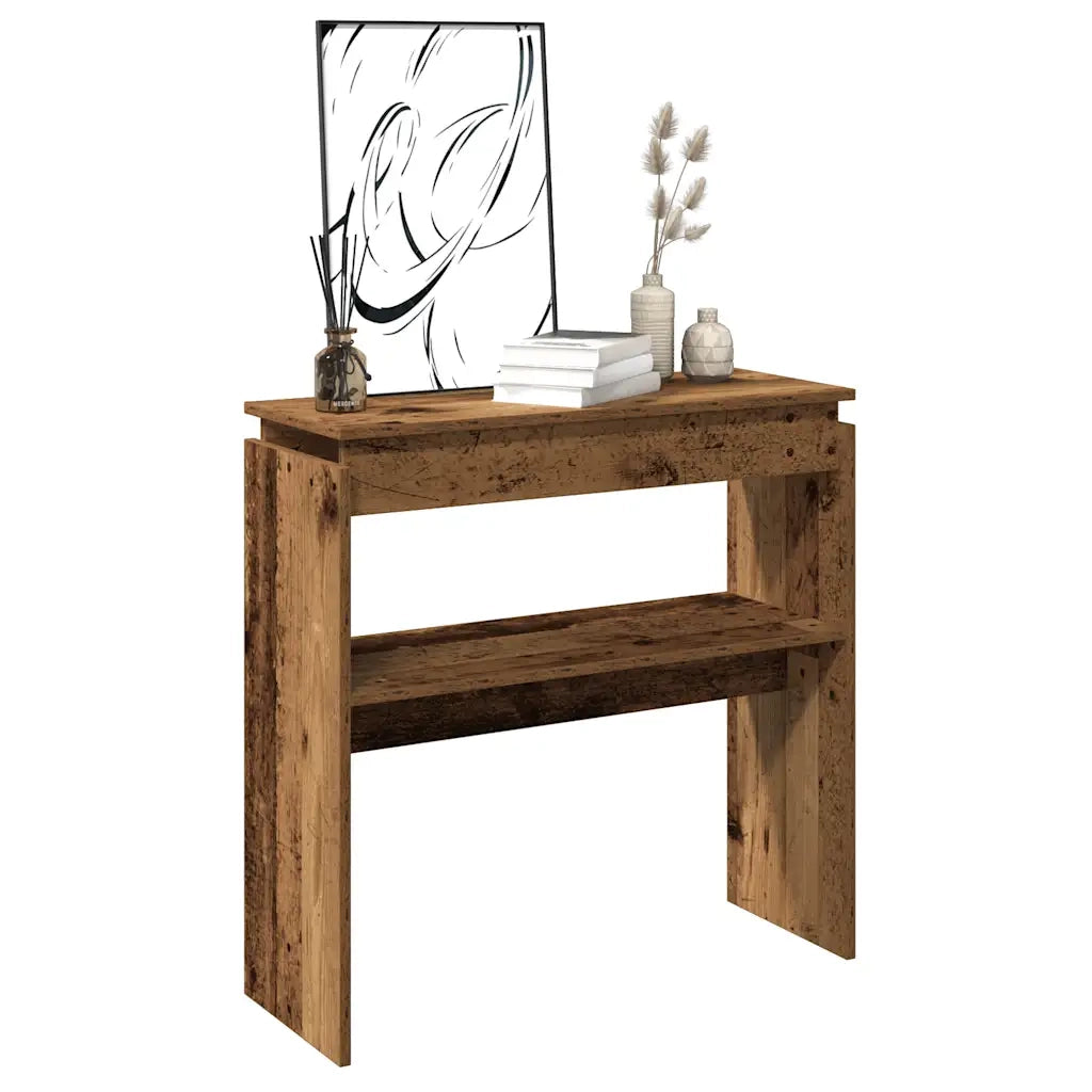 Tavolino Consolle-Tavolino da soggiorno-Tavolo Legno Antico 80x30x80 cm in Truciolato