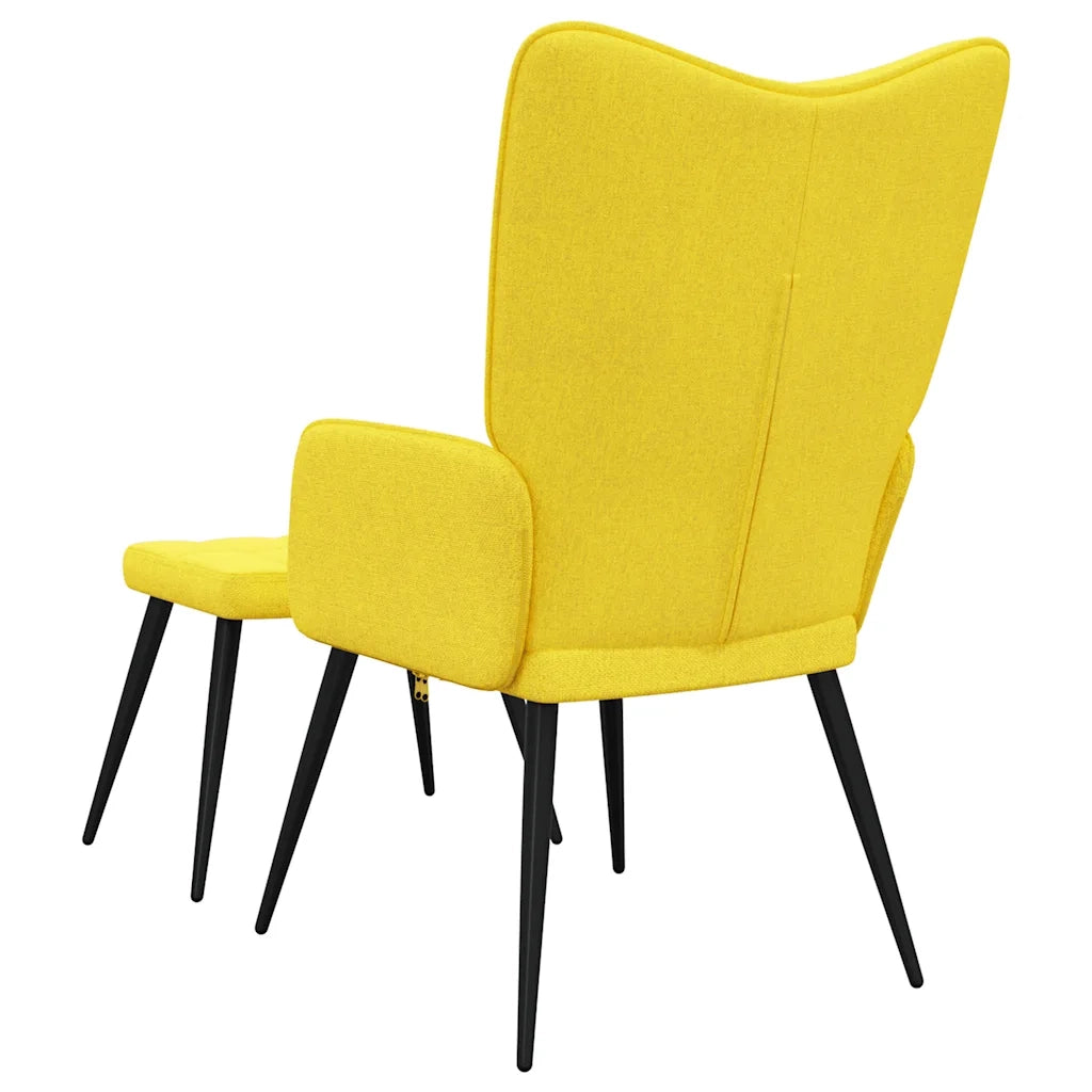 Poltrona | Sedia Relax con Sgabello Giallo Senape in Tessuto