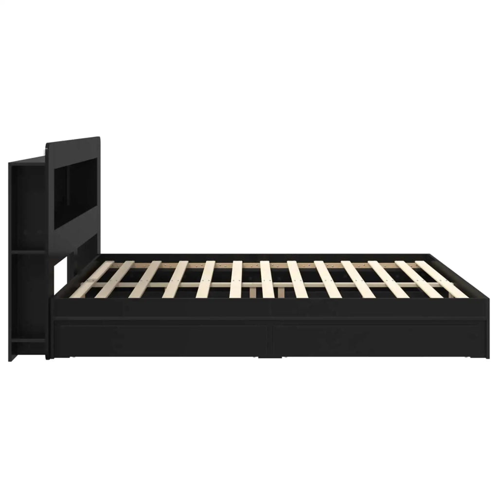 Telaio del letto con storage con cassetto Nero 200 x 200 cm 3433690