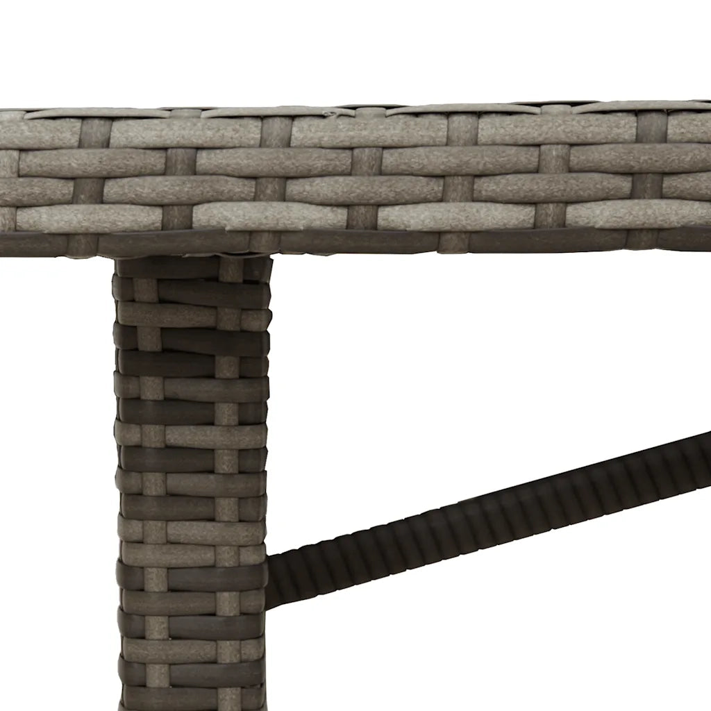 Tavolo da Giardino | Tavolino da esterno Piano in Vetro Grigio 190x80x74cm Polyrattan
