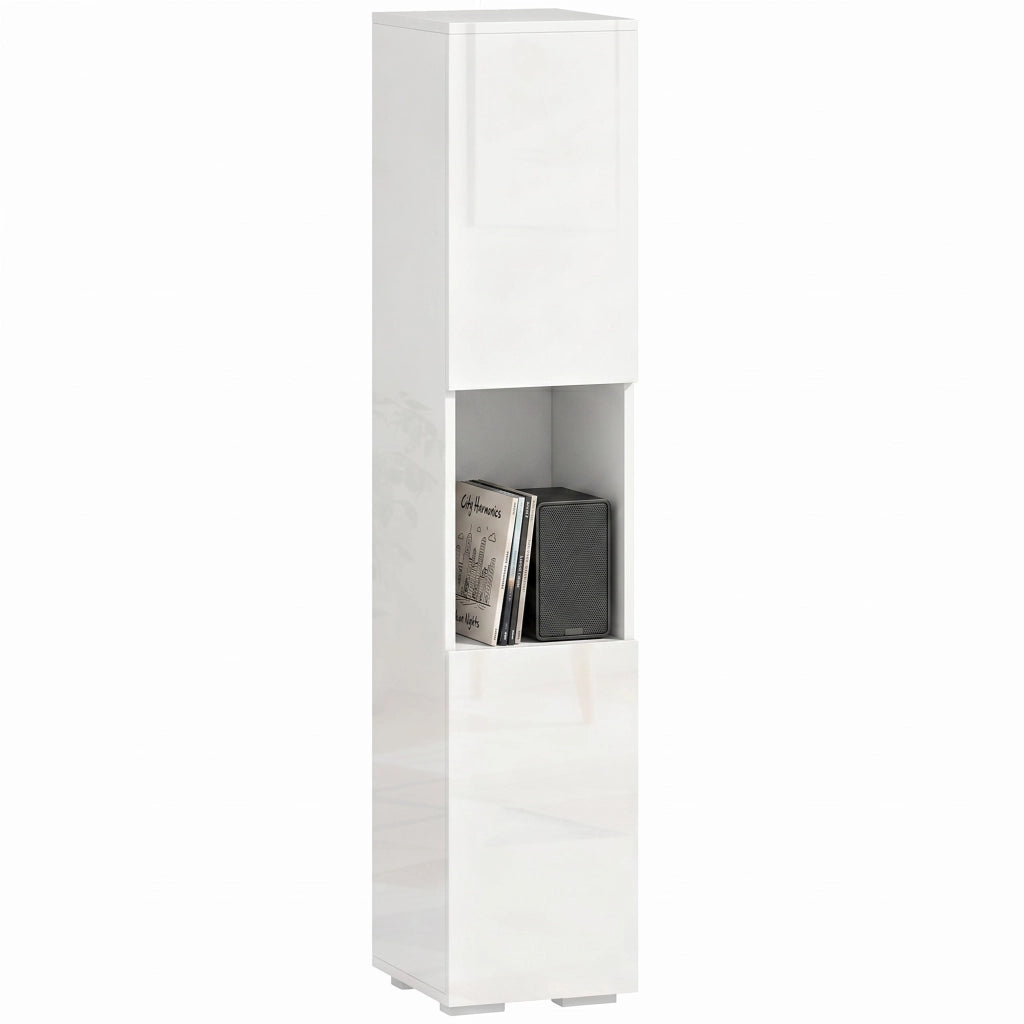 Mobile Multimediale Slim a 5 Ripiani con Ripiani Regolabili, Bianco