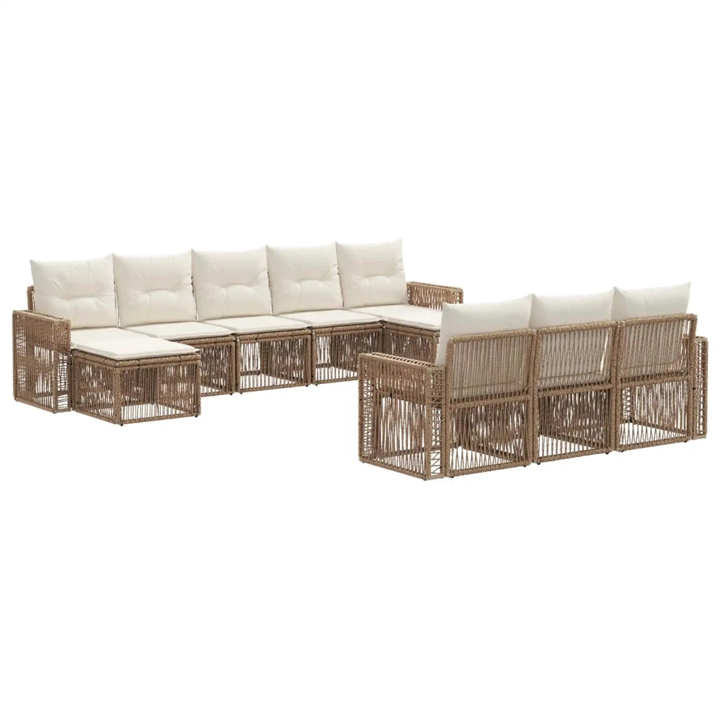 Set Divano da Giardino 10 pcs Beige e Bianco Crema polyrattan 3435258