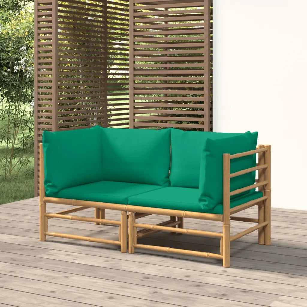 Divani Angolari da Giardino con Cuscini Verdi 2pz BambÃ¹cod mxl 124257